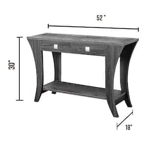 Amity 48 in. Gray Standard Rectangle Wood Console Table with Drawers