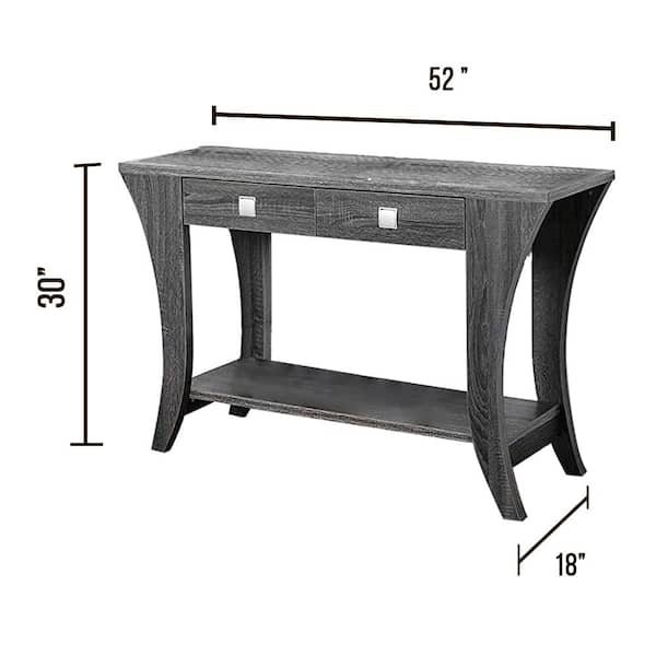 William's Home Furnishing Amity 48 in. Gray Standard Rectangle Wood Console Table with Drawers