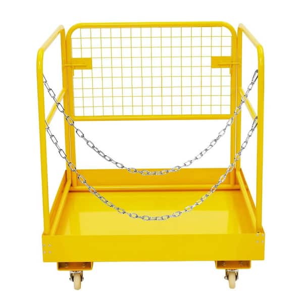 36 x 36 in. Forklift Safety Cage with Wheels for 1 or 2 People, Forklift Man Basket 1200 lbs, Foldable Work Platform