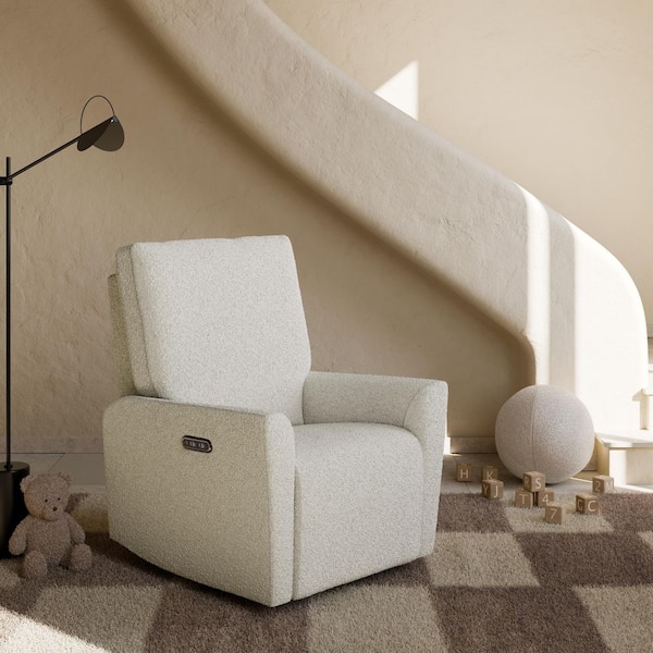 Santorini Ivory Boucle Power Recliner Swivel Glider with USB