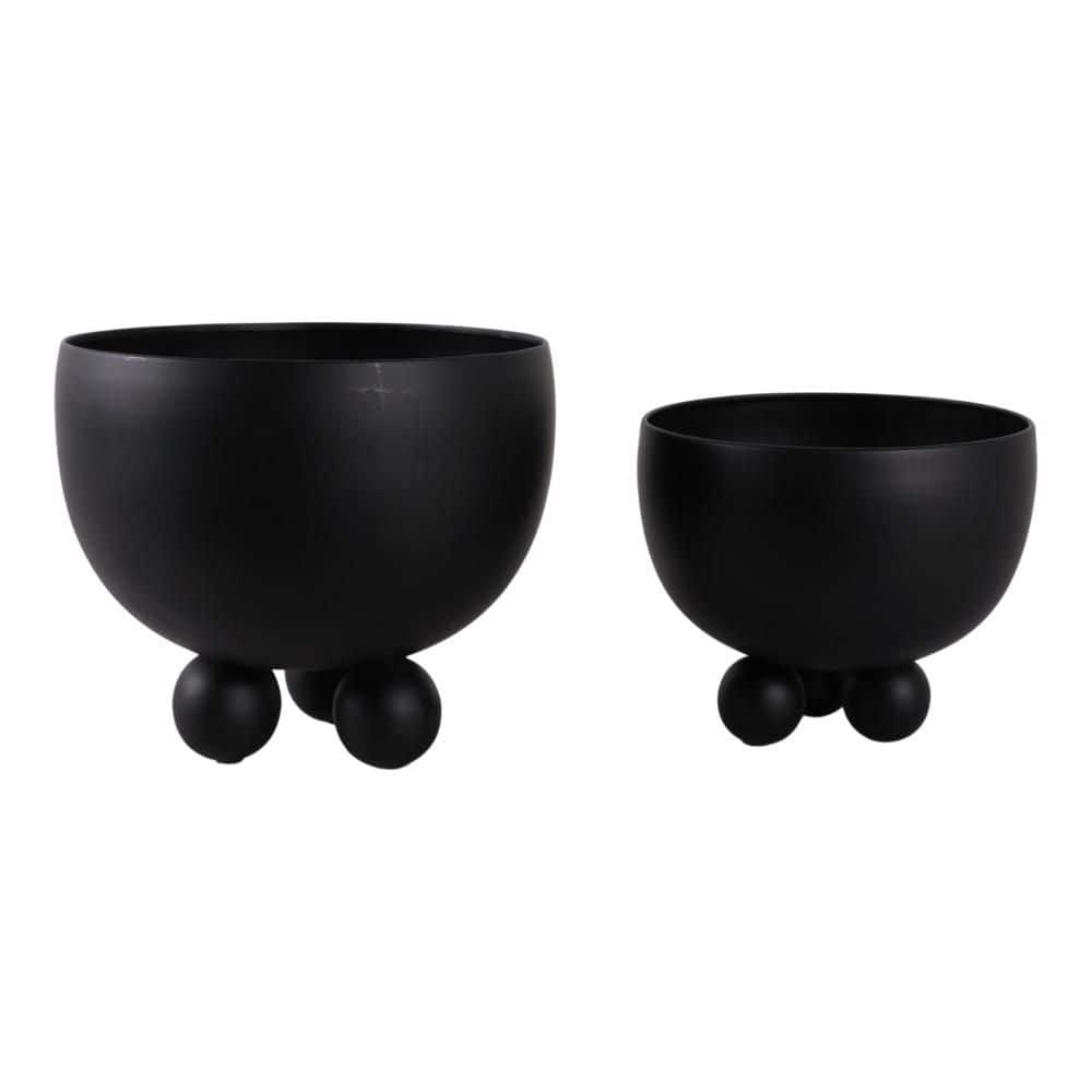 8.5 in. and 10.5 in. Black Metal Decorative Bowl Planters with Ball Feet (Set of 2) price history on PriceWatchPro