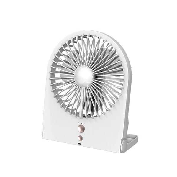 Adrinfly Creative Household Seal Mini Portable USB Powered 7 in. 3 fan speeds Desk Fan in White with Lamp, Quiet & Powerful Wind