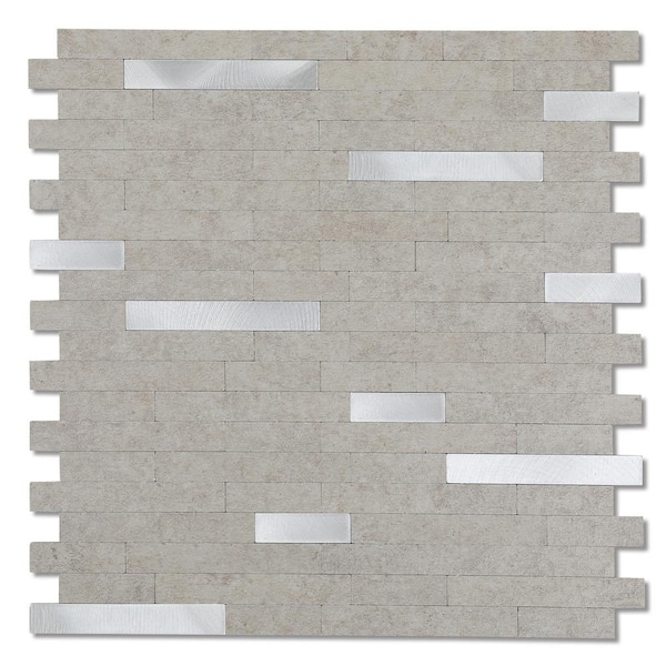 Yipscazo Subway Brown 11.5 in. x 11.8 in. PVC Metal Peel and Stick Tile (4.7 sq. ft./5-Sheets)