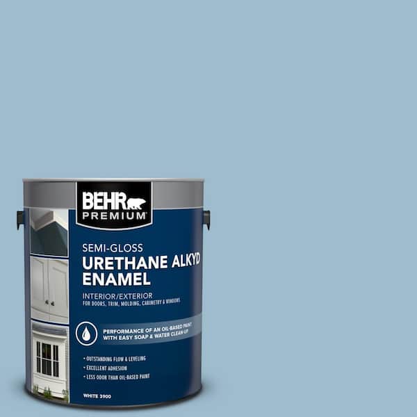 BEHR PREMIUM 1 gal. #S500-3 Partly Cloudy Urethane Alkyd Semi-Gloss Enamel Interior/Exterior Paint