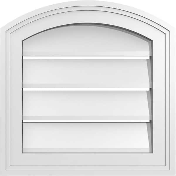 Ekena Millwork 14" x 42" Arch Top Surface Mount PVC Gable Vent: Non-Functional with Brickmould Frame