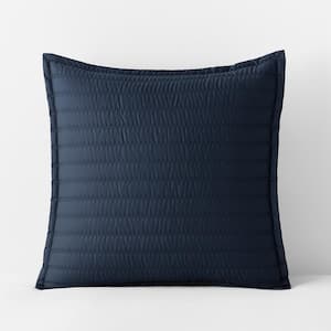 Legends Hotel Wrinkle-Free Cotton Quilted Midnight Blue Sateen Euro Sham