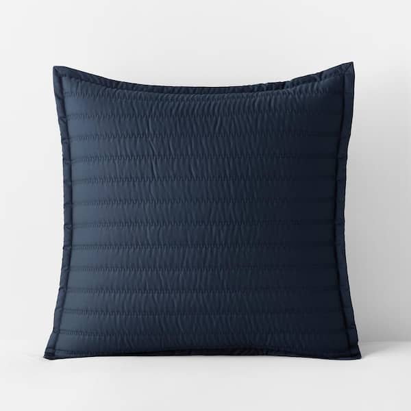 The Company Store Legends Hotel Wrinkle-Free Cotton Quilted Midnight Blue Sateen Euro Sham