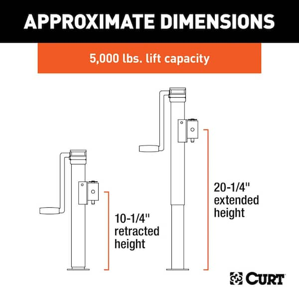 CURT Pipe-Mount Swivel Jack with Side Handle (5,000 lbs., 10