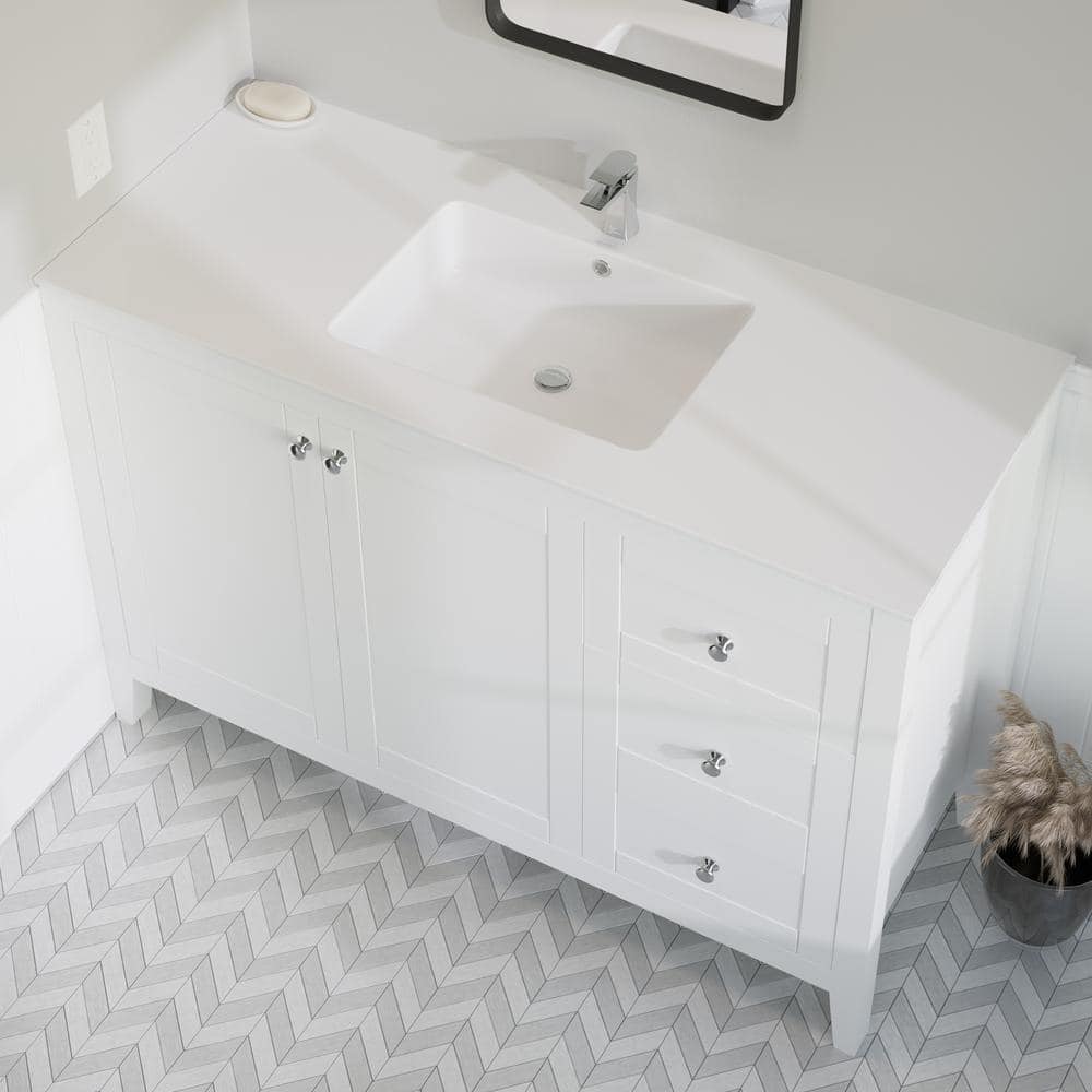 Voltaire 49" Glossy White Ceramic Vanity Top with Single Basin