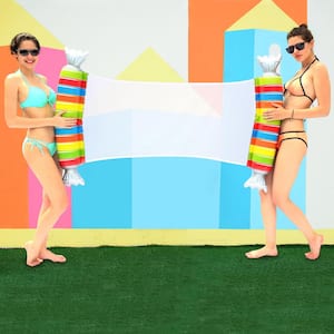 57 in. L Inflatable Striped Candy Mesh Swimming Pool Water Hammock