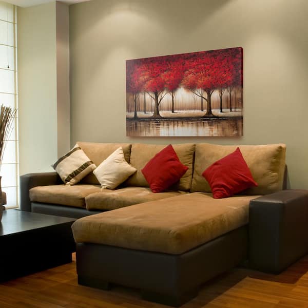Trademark Fine Art Parade of Red Trees by Rio Print Hidden Framed
