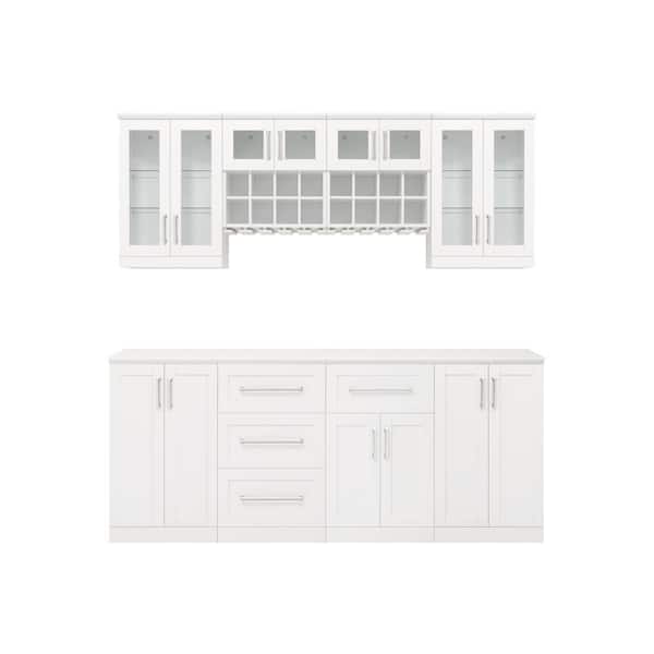 NewAge Products Home Bar 21 in. White Cabinet Set (9-Piece)