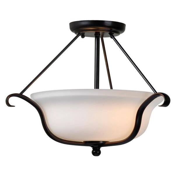 Unbranded Basket 17 in. 2-Light Oil Rubbed Bronze Semi-Flush Mount Light