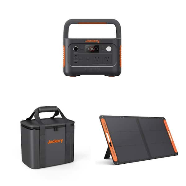 Explorer 600 Plus Portable Power Station, 100-Watt Solar Panel and Carrying Case Combo