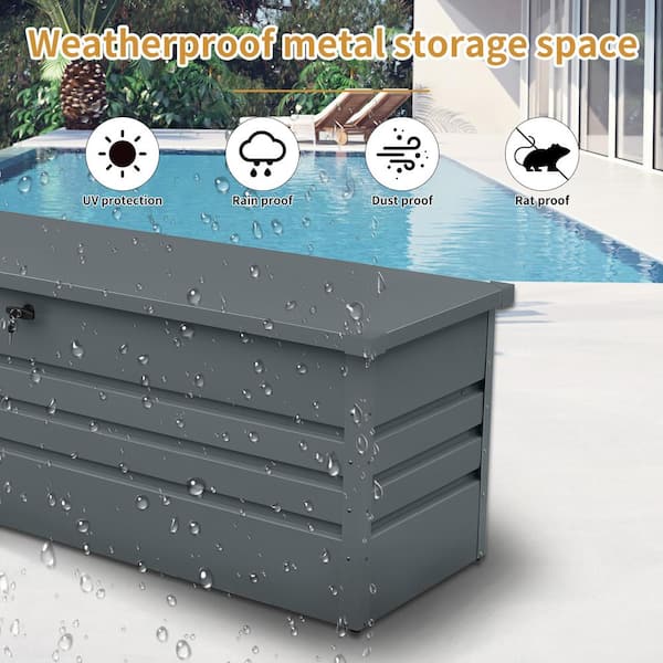 Unbranded 260 Gal. Dark Gray Large Metal Lockable Outdoor Storage Bench FF S136 L