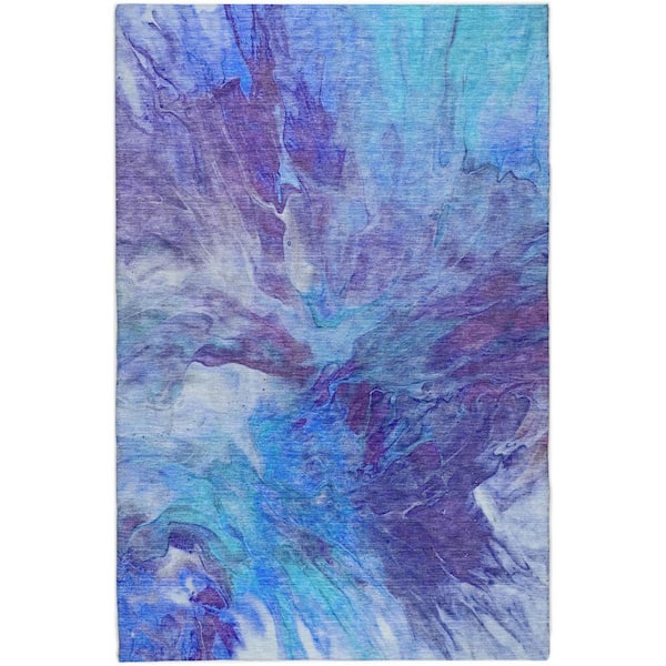 Dream Shag Premium Machine Washable Abstract ADS641 Blue 10 ft. x 14 ft. Area Rug