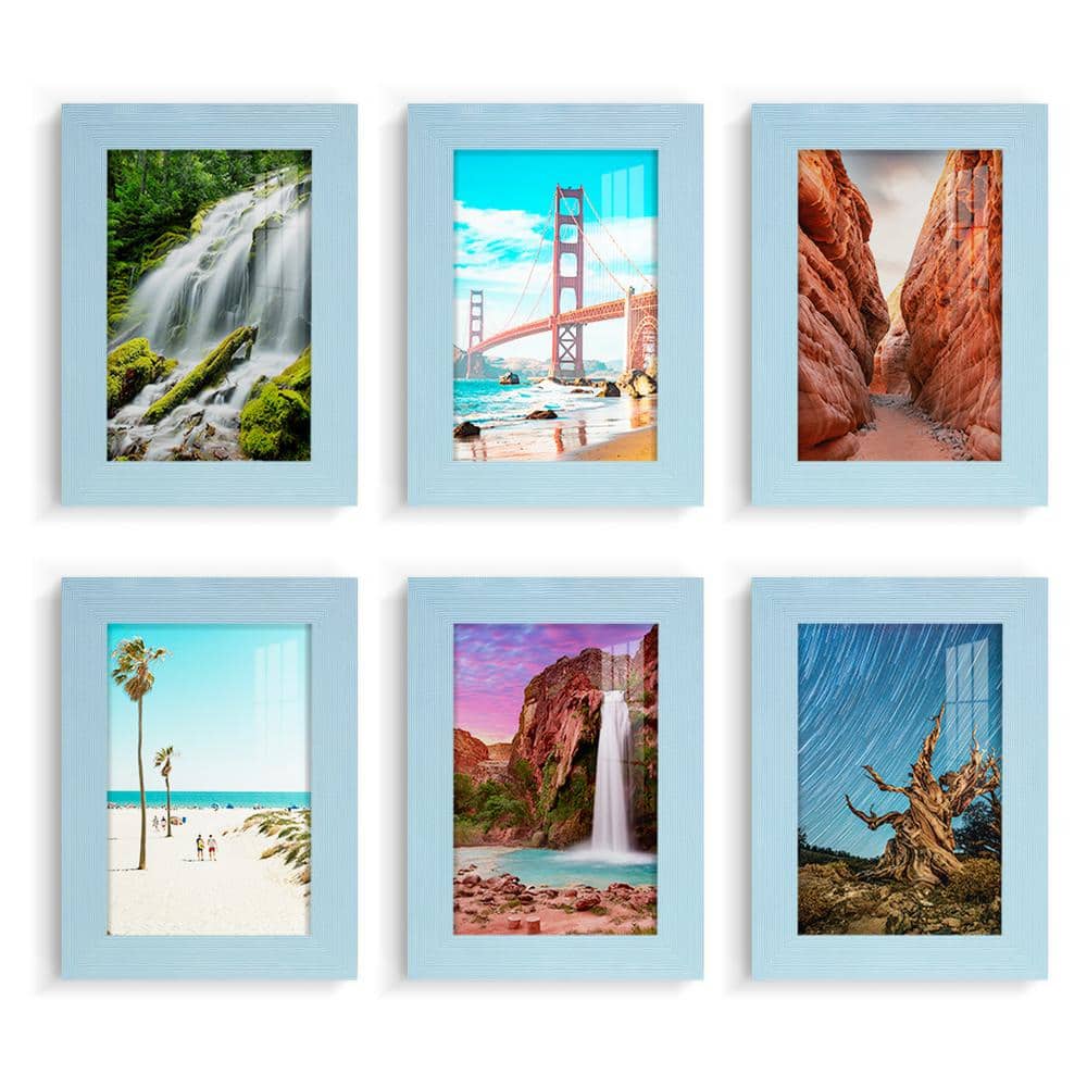 Wexford Home Textured 5 in. x 7 in. Blue Picture Frame (Set of 6