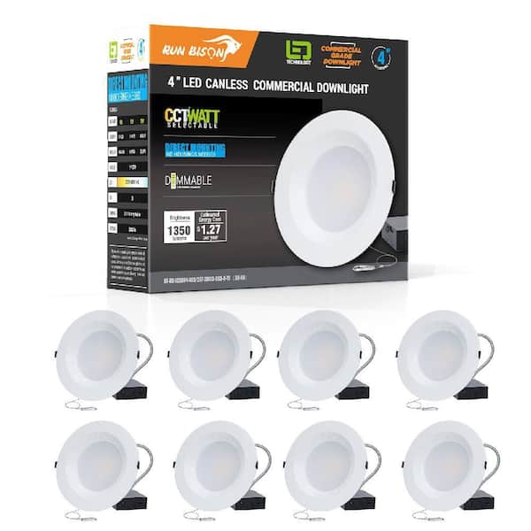 4 in. CCT and Wattage Selectable New Construction or Remodel IC Rated Integrated LED Commercial Downlight(8-Pack)