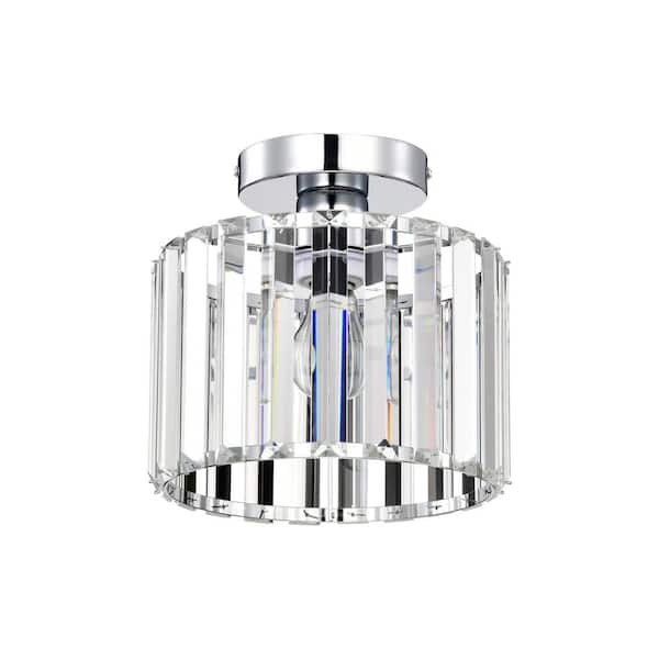 Warehouse of Tiffany Karnah 8.9 in. 1-Light Indoor Chrome Finish Semi-Flush Mount Ceiling Light