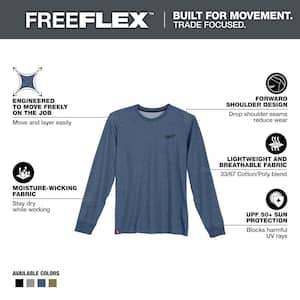 Men's 2X-Large Blue Cotton/Polyester Long-Sleeve Hybrid Work T-Shirt