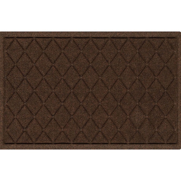 Waterhog Argyle Dark Brown 23 in. x 35 in. PET Polyester Indoor Outdoor Door Mat
