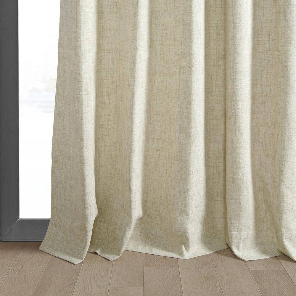 Natural Light Beige Linen Weave Blackout Curtain Panel, 50W x 96L