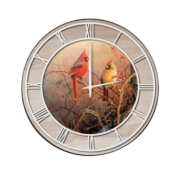 Unbranded "Frankley Scarlet" Woodgrain Accent and White Numbers Imaged Wall Clock