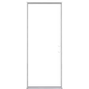 32 in. x 80 in. Flush Left Hand Inswing Ultra White Painted Steel Prehung Front Door No Brickmold in Vinyl Frame