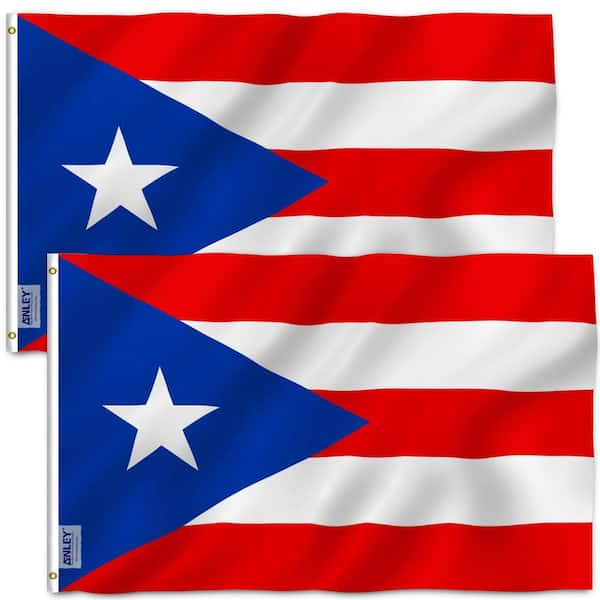 ANLEY Fly Breeze 3 ft. x 5 ft. Polyester Puerto Rico Flag 2-Sided Banner with Brass Grommets and Canvas Header (2-Pack)