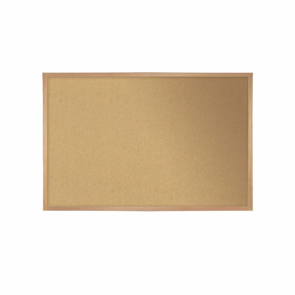3 x 4 ft. Cork Bulletin Board, Oak Wood Frame, Natural