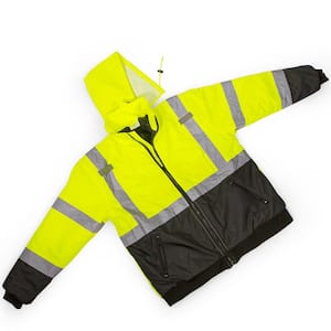 Yellow Mesh High Visibility Reflective Class 3 Safety Vest Bomber Jacket Size XXL