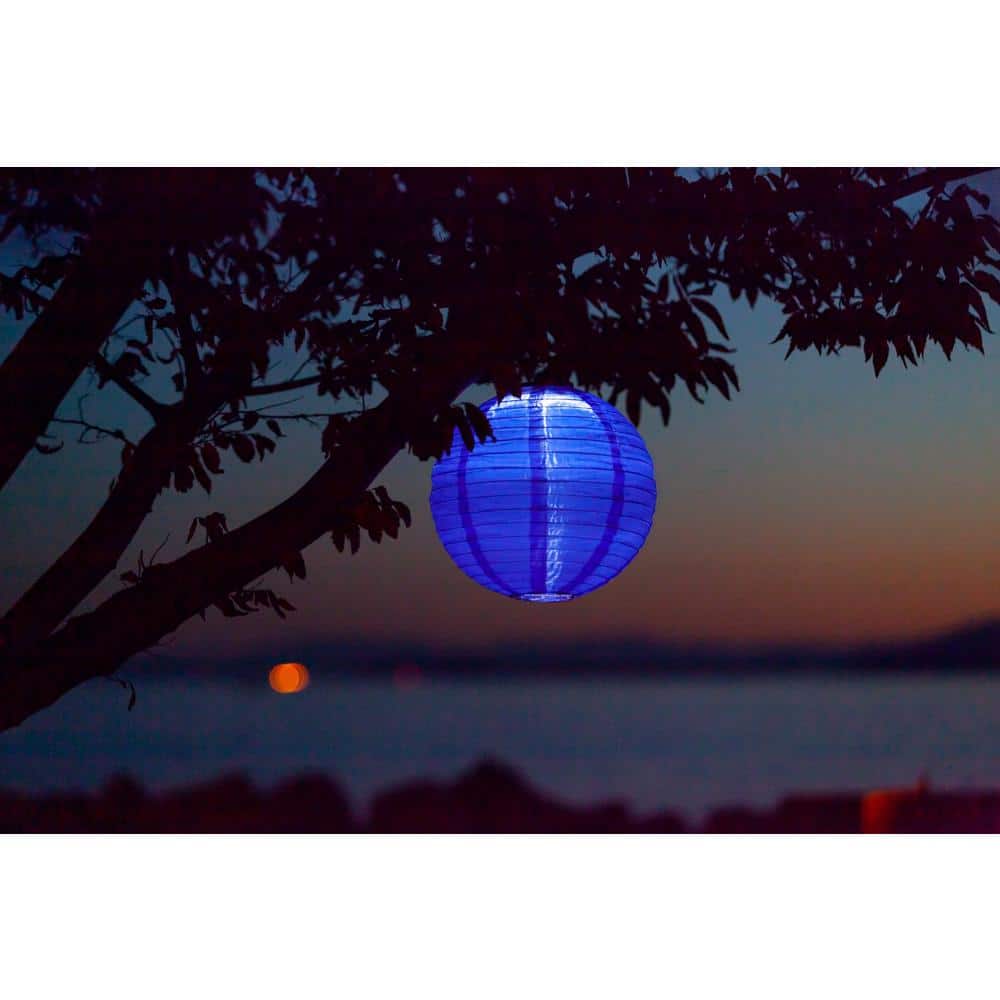 Cerulean Blue 12" Nylon Solar Lantern with LED Light