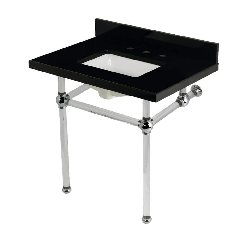 Templeton 30 in. Granite Console Sink Set with Acrylic Legs in Black Granite/Polished Chrome price history on PriceWatchPro