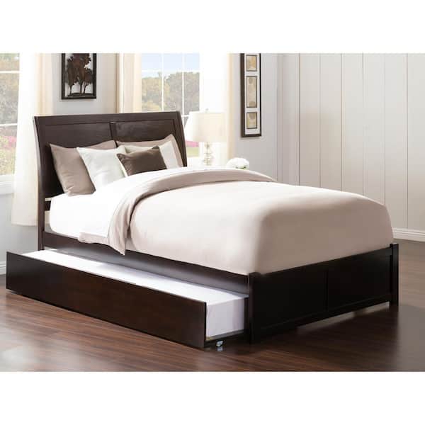 AFI Portland Full Platform Bed with Flat Panel Foot Board and Full Size Urban Trundle Bed in Espresso