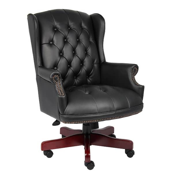 BOSS Office Products BOSS Office. High Back Black Caresoft Wing Back Button Tufted Traditional Executive Chair