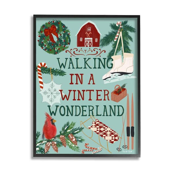 Stupell Industries Winter Wonderland Phrase by Hannah Byatt 1-Piece Framed Graphic Print Animal Poster Art Print 20 in. x 16 in.