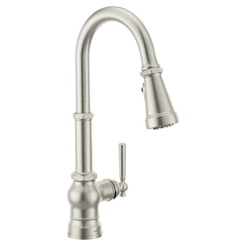 MOEN Paterson Single Handle Pull-Down Sprayer Kitchen Faucet with Optional 3- in -1 Water Filtration in Spot Resist Stainless