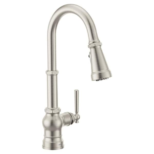 MOEN Paterson Single Handle Pull-Down Sprayer Kitchen Faucet with ...