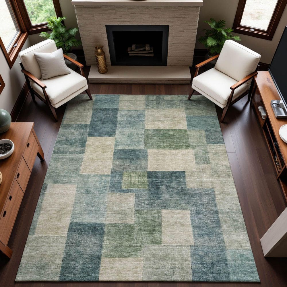 Mayfield Premium Machine Washable Abstract AMF1261 Seafoam 9 ft. x 12 ft. Area Rug price history on PriceWatchPro