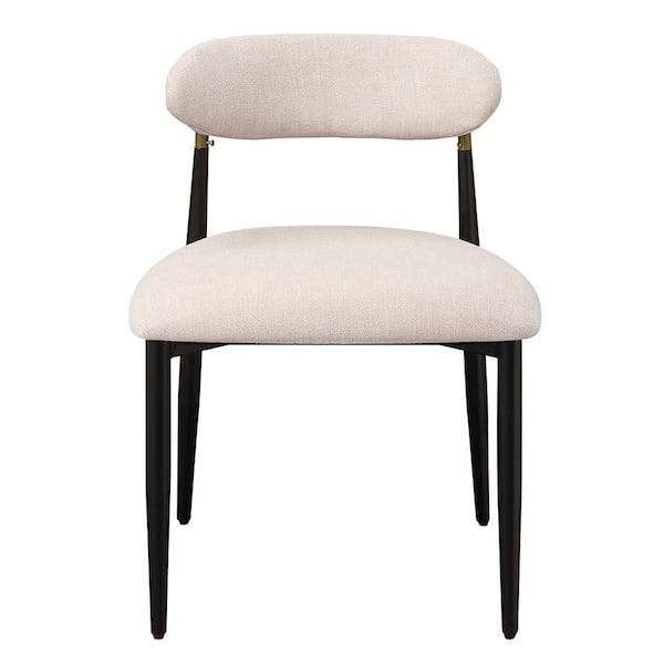Acme Furniture Jaramillo Beige Fabric and Black Side Chair