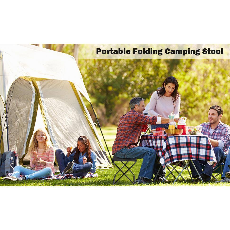 Black Steel Collapsible Outdoor Minimalist Stool