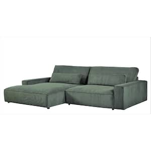 Mayview 105.52 in. W Sqaure Arm 2-Piece L Shaped Polyester Mid-Century Left Facing Sectional Sofa in Green