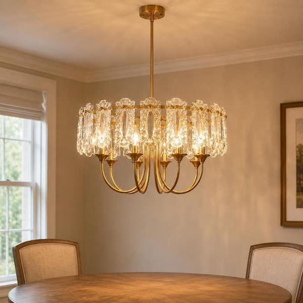 YANSUN 4-Light Black and Gold Industrial Chandelier, Geometric