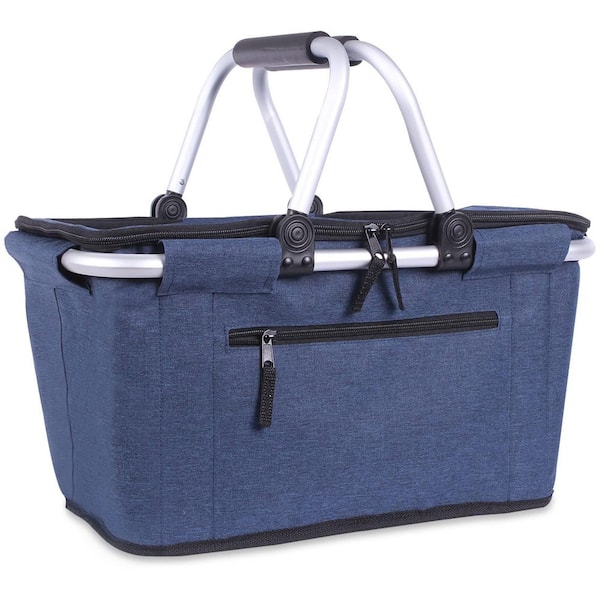 Wudkey Collapsible Polyester Picnic Basket with Lid and Handles