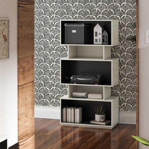 NTENSE Shadow Gaming Storage Unit Bookcase, White and Matte
