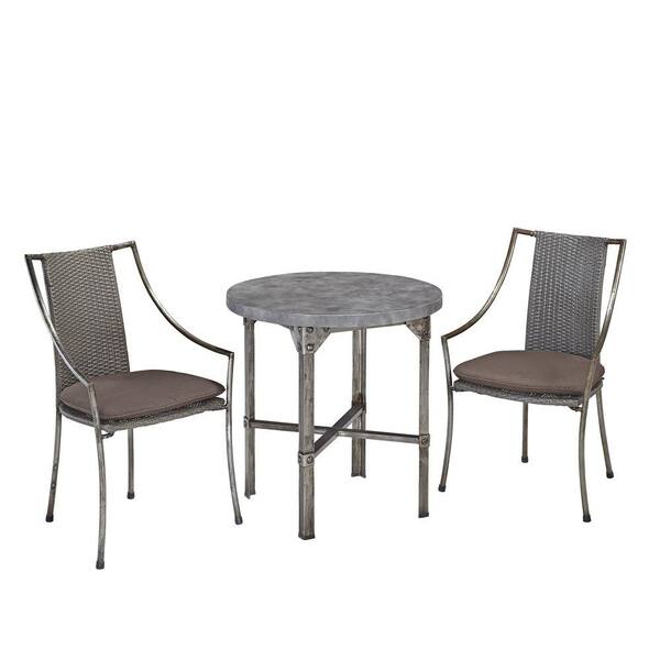 Home Styles Urban Aged Metal 3-Piece Outdoor Dining Set with 30 in. D Table