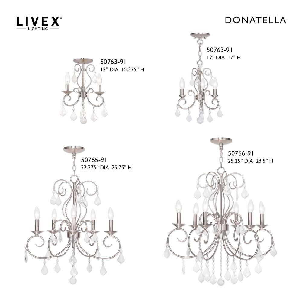 Mini Elegance 5-Light Brushed Nickel Chandelier with Clear Crystal Drops