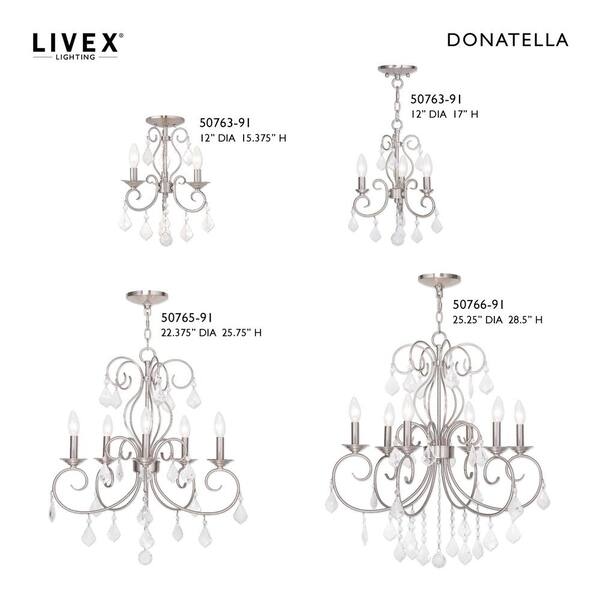Livex Lighting Donatella 5 Light Brushed Nickel Chandelier