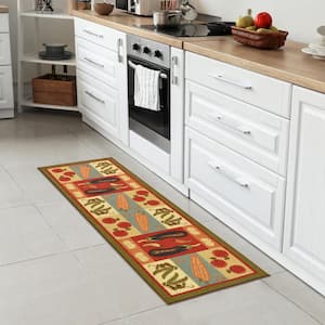 SUSSEXHOME Border Design Gray-Black-Red 20 in. x 59 in. Cotton Kitchen  Runner Rug Mat KTC-2A-2x5 - The Home Depot