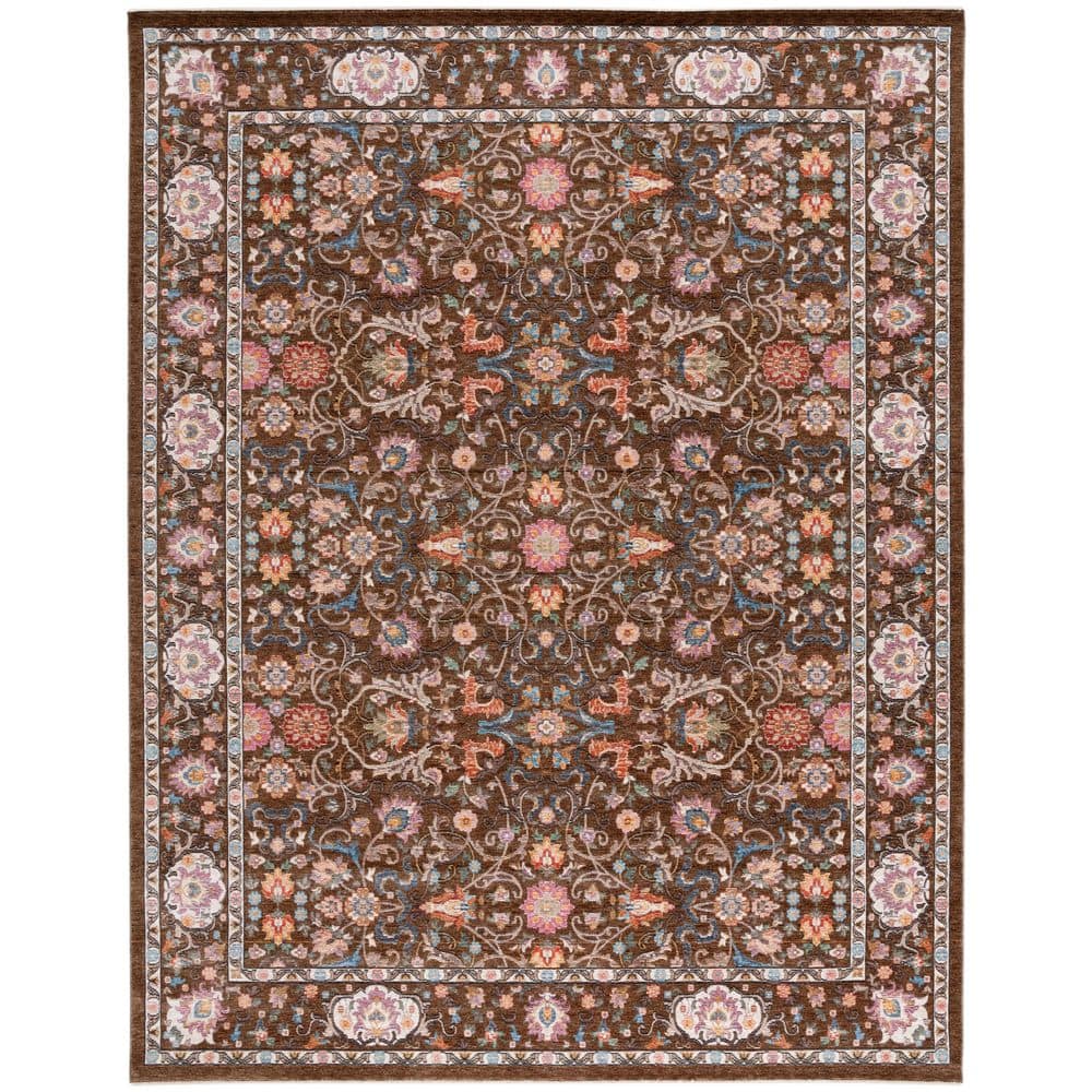 Crimson 9 ft. x 12 ft. Brown/Blue Oriental Floral Area Rug price history on PriceWatchPro